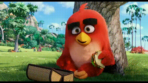 Angry Red Bird Sitting Under Tree With Tambourine