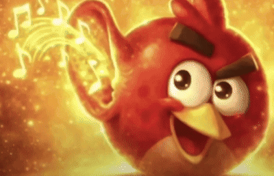 Angry Red Bird with Music Notes
