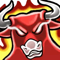 Angry Red Bull with Flames