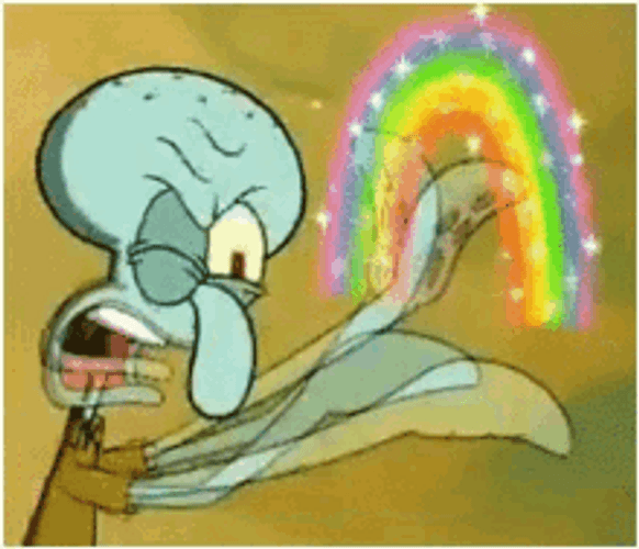 Angry Squidward Playing Spongebob Rainbow GIF