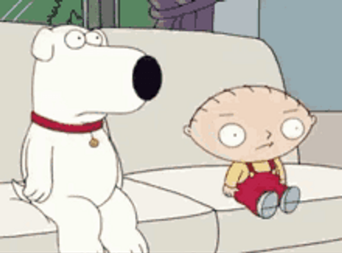 Angry Stewie Wheres My Money Stare Brian Dog GIF