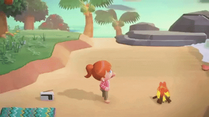 Animal Crossing beach gameplay GIF
