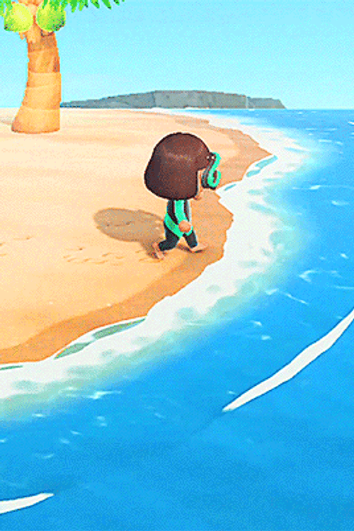 Animal Crossing girl beach swim GIF