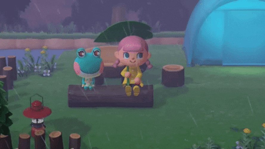 Animal Crossing Lily rainy night GIF