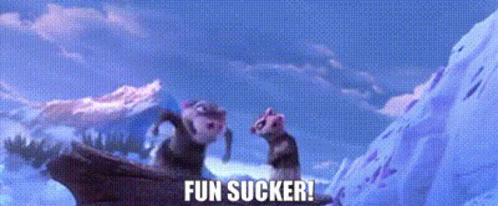 Animals Standing In Snow Saying Fun Sucker GIF