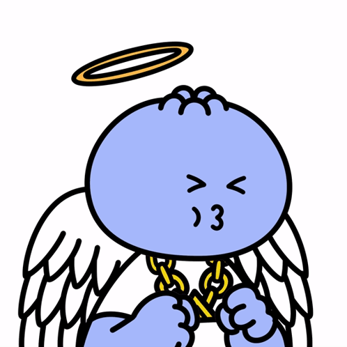 Animated Angel Blowing Bubble Gum GIF
