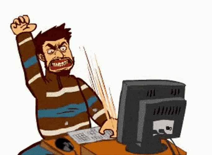 Animated Angry Man Coding GIF