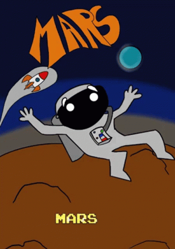 Animated Astronaut Landing On Mars GIF