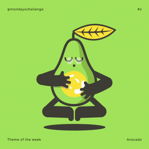 Animated Avocado Doing Yoga GIF