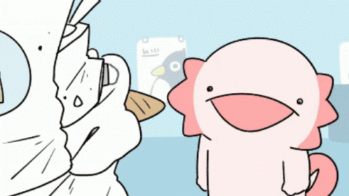 Animated Axolotl Meme Drinking Strong Water GIF