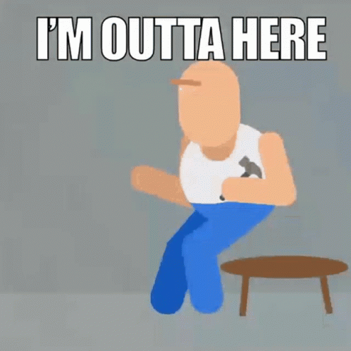 Animated Bald Guy Get Me Outta Here GIF