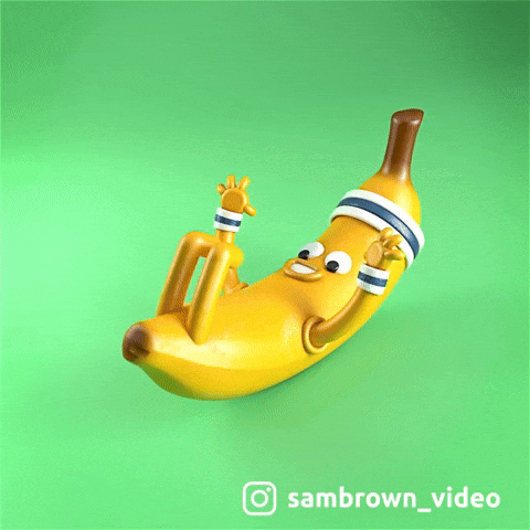 Animated Banana Reaches Single Leg Deadlift GIF