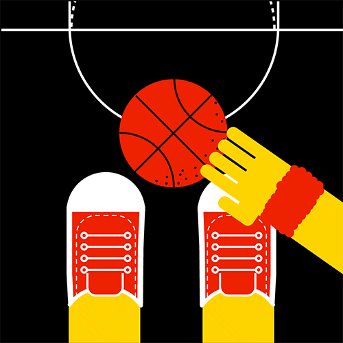 Animated Basketball Cartoon Hand Painted GIF