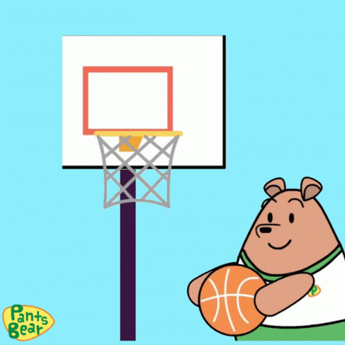Animated Basketball Teddy Bear Slam Dunk GIF