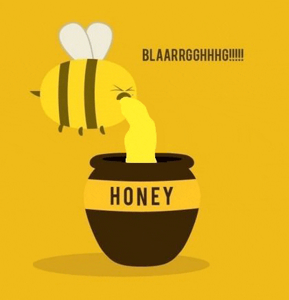 Animated Bee Puking Honey On A Jar GIF
