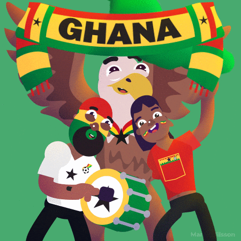 Animated Bird And People With Ghana Banner GIF