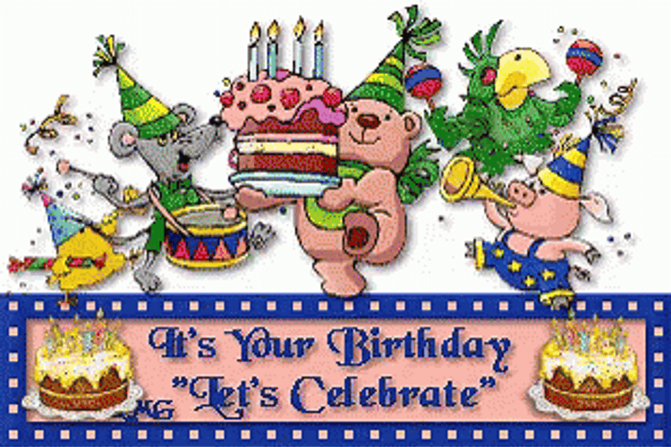 Animated Birthday Celebration Party Animals GIF