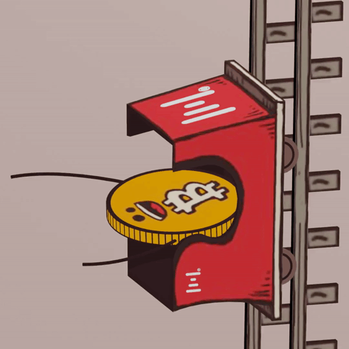 Animated Bitcoin In Climbing Roller Coaster Car GIF