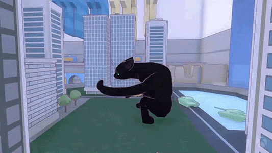 Animated Black Cat Spinning Rapidly GIF