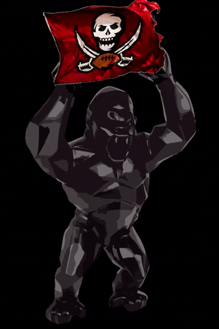 Animated Black Monkey Holding Bucs Banner GIF