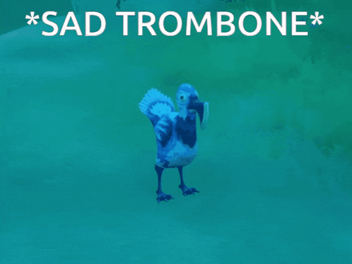 Animated Blue Bird Sad Trombone GIF