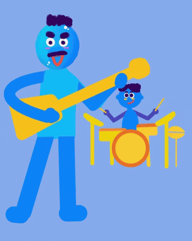Animated Blue Rock Band Rimshot GIF