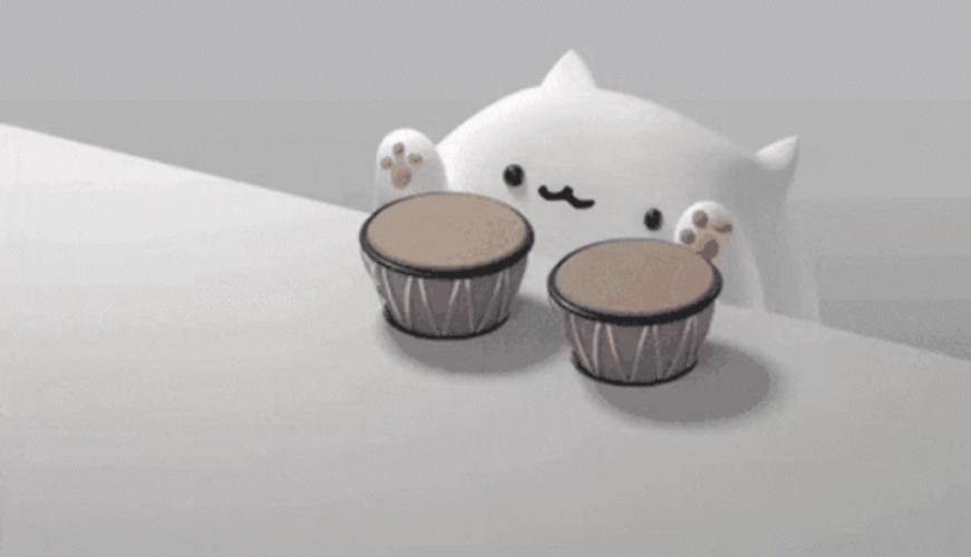 Animated Bongo Cat Tapping Bouncing Bongos GIF