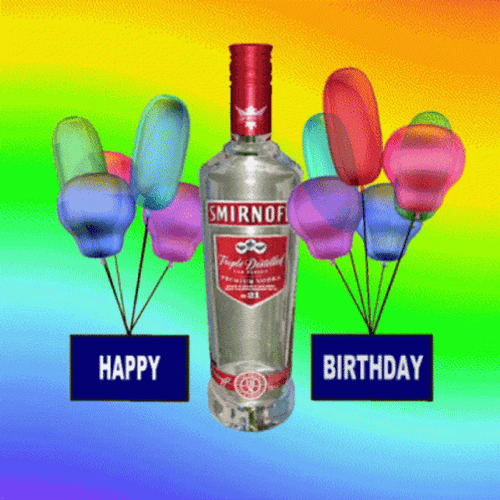 Animated Bottle Of Vodka Happy Birthday Drinks GIF
