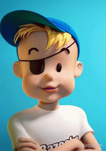 Animated Boy Blowing Bubble Gum GIF