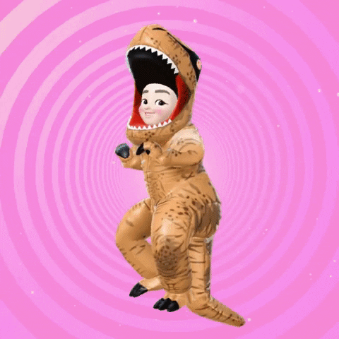 Animated Boy Dressed Up Dancing Dino GIF