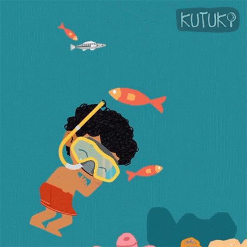 Animated Boy Underwater Diving GIF