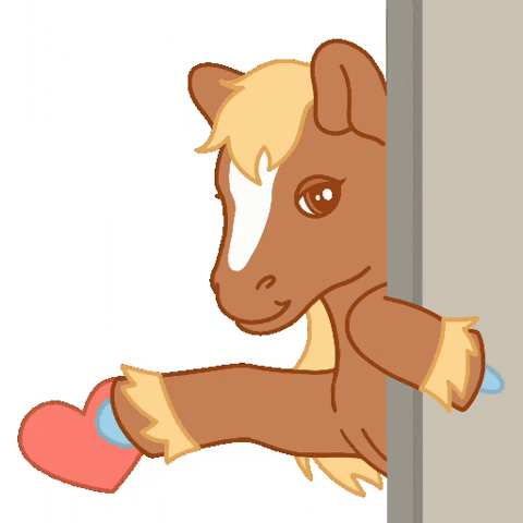 Animated Brown Pony Bringing Out Heart GIF