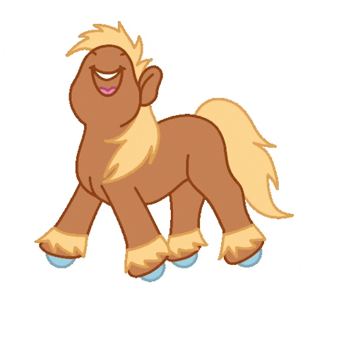 Animated Brown Pony Jumping Happily GIF