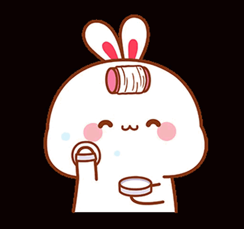 Animated Bunny Putting Blush On Her Face GIF