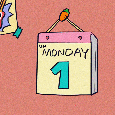 Animated Bunny Ripping Monday Calendar Days GIF