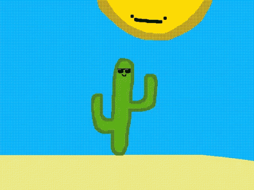Animated Cactus On Desert Dry Heat GIF