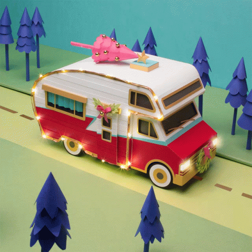 Animated Camper Trailer Driving GIF