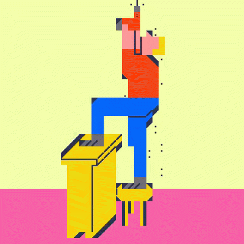 Animated Carpenter Wall Drill Setup GIF