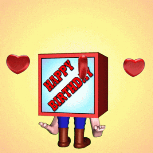 Animated Cartoon Box Happy Birthday Greetings GIF
