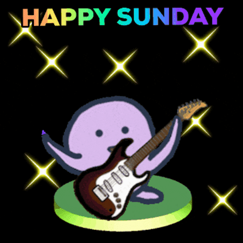 Animated Cartoon Happy Playing Guitar On Sunday GIF 