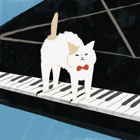 Animated Cartoon Of Cat Piano GIF