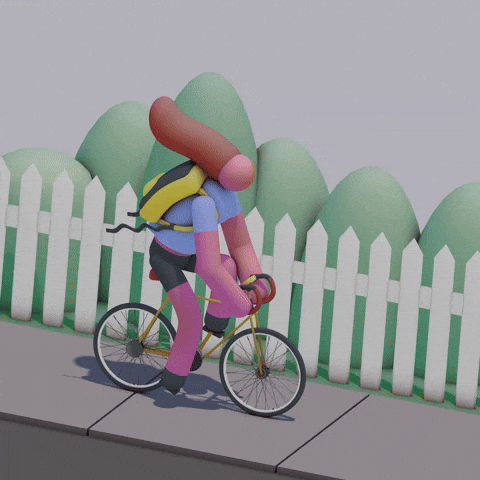 Animated Cartoon Riding Bike GIF