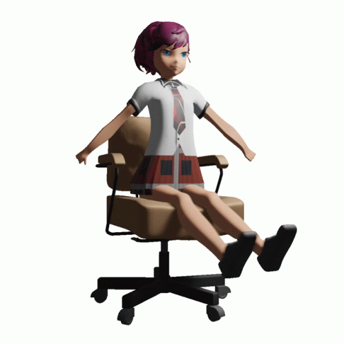 Animated Cartoon Sitting In Spinning Chair GIF