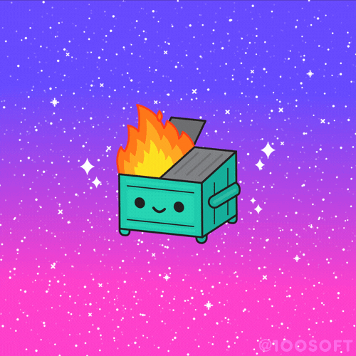 Animated Cartoon Smiley Dumpster Fire GIF