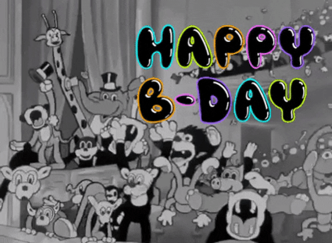 Animated Cartoon Vintage Birthday Celebration GIF