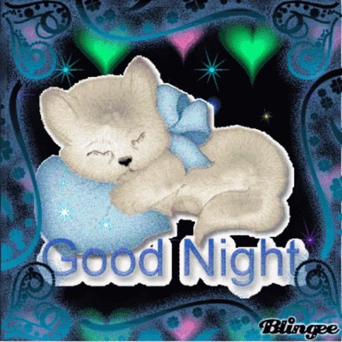 Animated Cat Glittery Good Night GIF