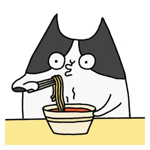 Animated Cat Noodle Mukbang GIF