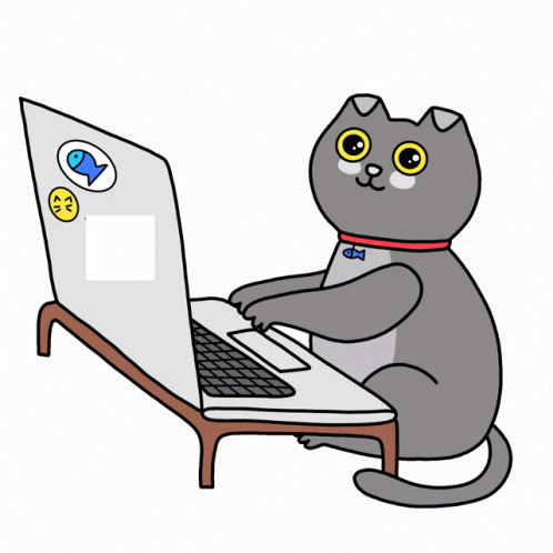 Animated Cat On Computer Chill Typing GIF