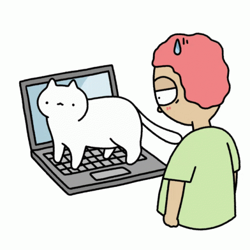 Animated Cat On Computer Turning Around GIF