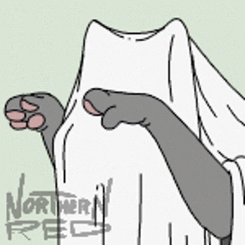 Animated Cat Paws Out Funny Ghost GIF